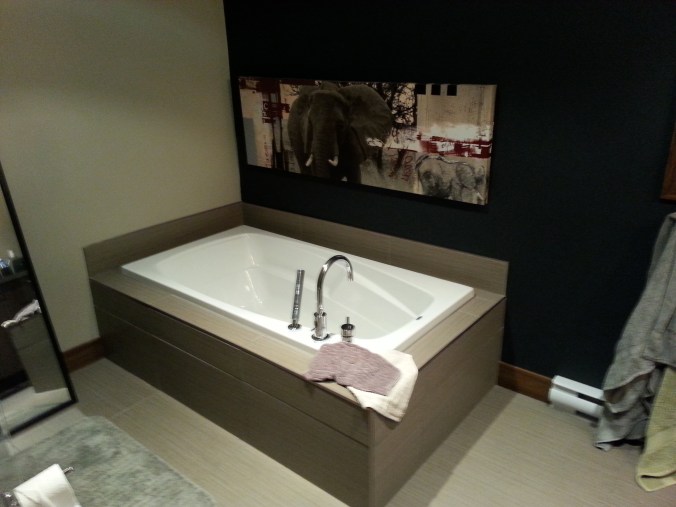 Espérons que l'éléphant sautera pas dans le bain!