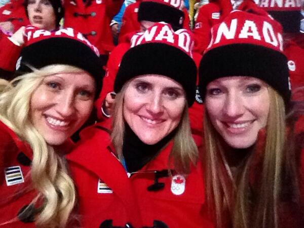 Kaillie Humphries, Hayley Wickenheiser and Heather Moyse at the opening ceremonies (photo: twitter)